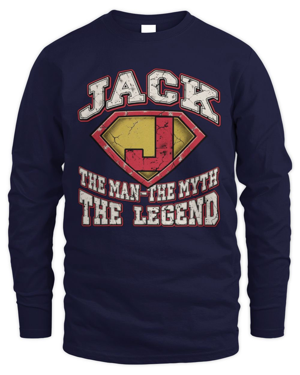The Man The Myth The Legend Superman Graphic T-Shirt JACK M1-74 / Men's Long Sleeved T-Shirt / navy