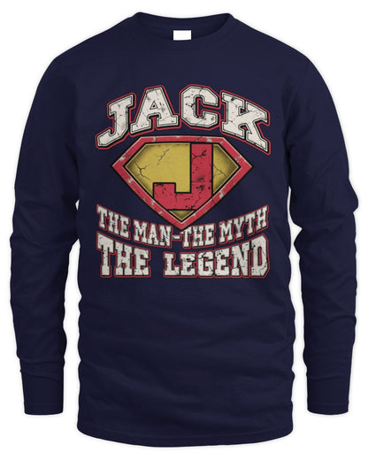The Man The Myth The Legend Superman Graphic T-Shirt JACK M1-74 / Men's Long Sleeved T-Shirt / navy