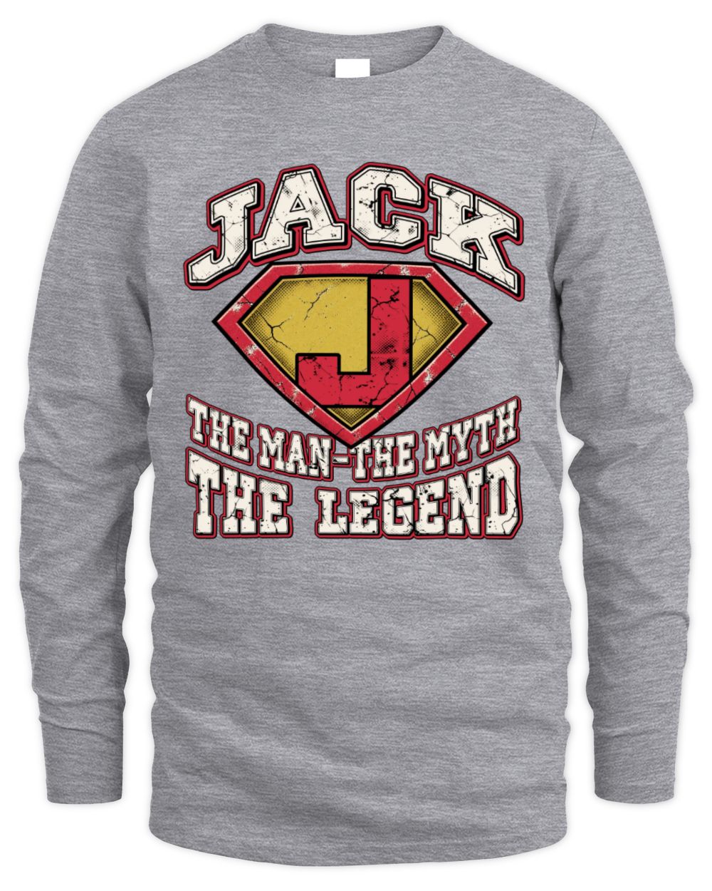 The Man The Myth The Legend Superman Graphic T-Shirt JACK M1-74 / Men's Long Sleeved T-Shirt / sport grey