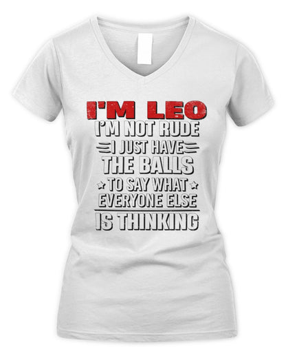 I'm Name I'm Not Rude I Just Have The Balls Funny T-Shirt LEO M1-46 / Women's V-Neck T-Shirt / white