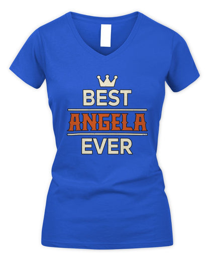 Best Your Name With Crown Shirt ANGELA M1-59 / Women's V-Neck T-Shirt / royal