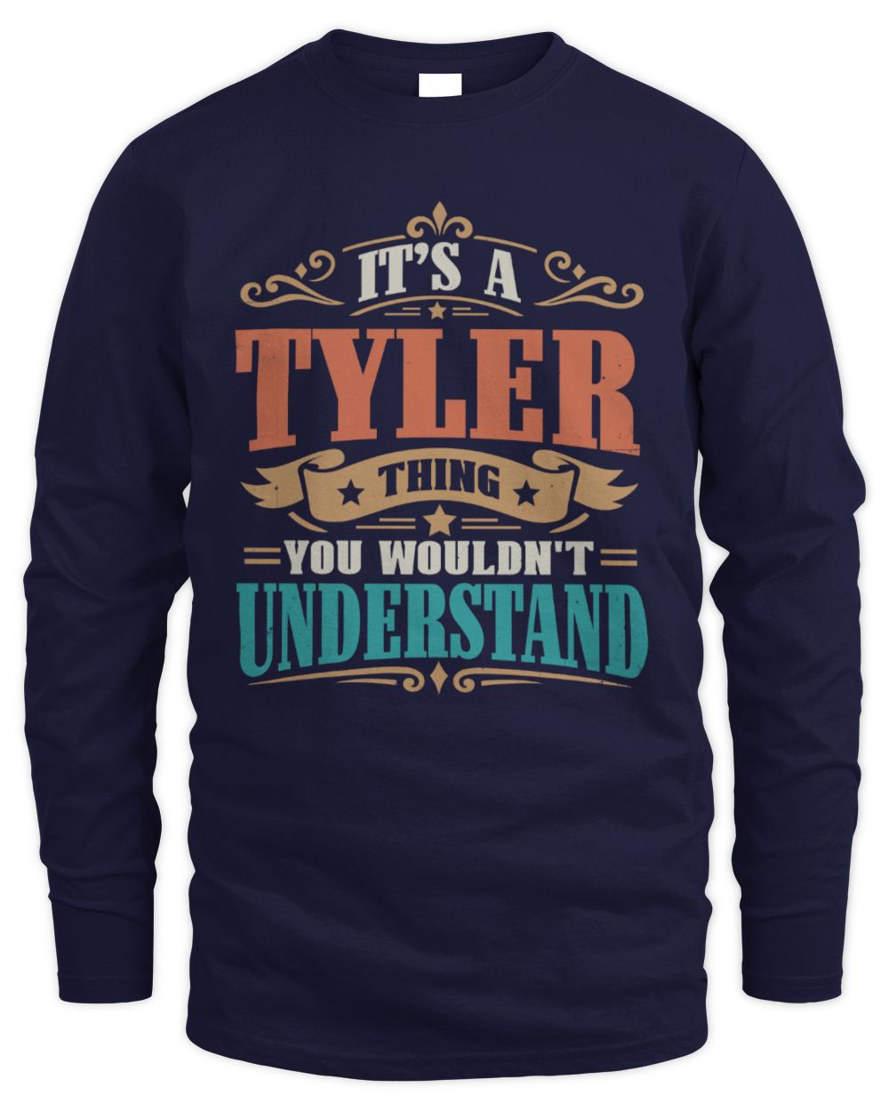It’s a Name Thing Personalized Retro T-Shirt TYLER M1-47 / Men's Long Sleeved T-Shirt / navy