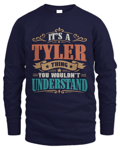 It’s a Name Thing Personalized Retro T-Shirt TYLER M1-47 / Men's Long Sleeved T-Shirt / navy
