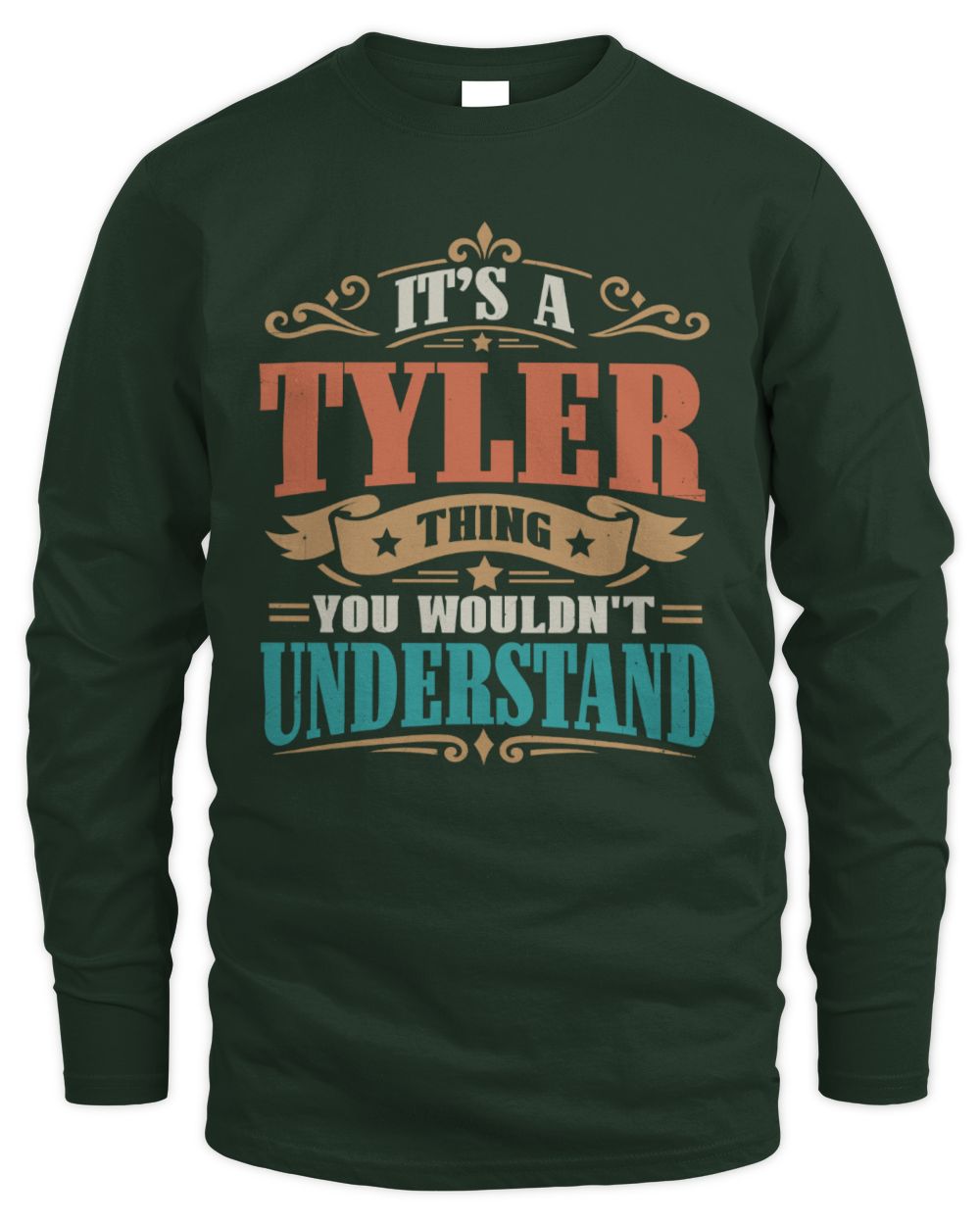 It’s a Name Thing Personalized Retro T-Shirt TYLER M1-47 / Men's Long Sleeved T-Shirt / forest green