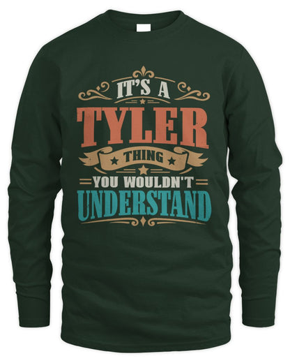 It’s a Name Thing Personalized Retro T-Shirt TYLER M1-47 / Men's Long Sleeved T-Shirt / forest green
