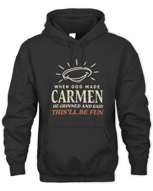 When God Made Your Name Funny Western T-Shirt T-Shirt CARMEN M1-S82 / Unisex Hoodie / black
