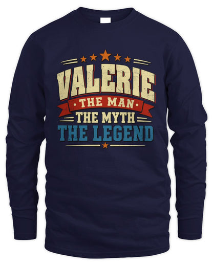 The Man The Myth The Legend Ribbon Vintage T-Shirt VALERIE M1-56 / Men's Long Sleeved T-Shirt / navy