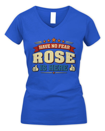 Have No Fear Your Name Is Here Cool Graphic T-Shirt ROSE M1-71 / Women's V-Neck T-Shirt / royal