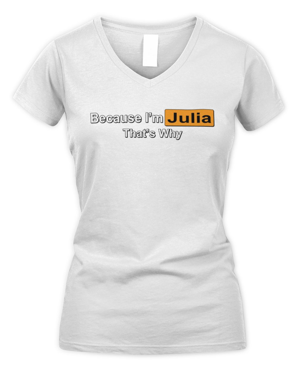 Because I'm Name That's Why Funny Logo T-Shirt JULIA M1-S87 / Women's V-Neck T-Shirt / white