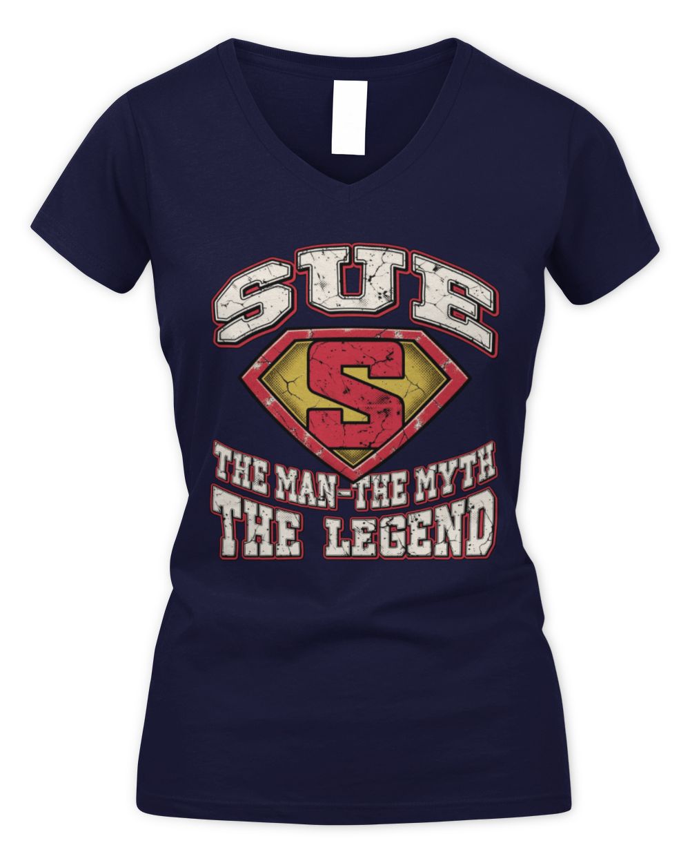 The Man The Myth The Legend Superman Graphic T-Shirt SUE M1-74 / Women's V-Neck T-Shirt / navy