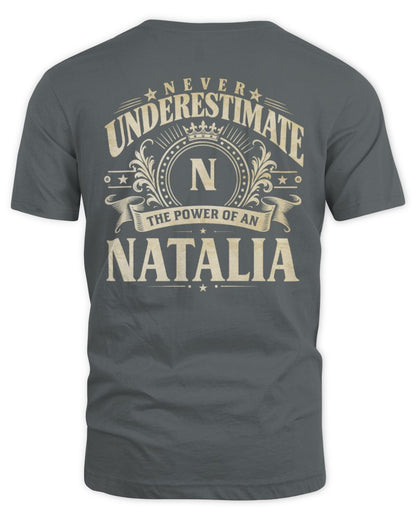 Never Underestimate Your Name Luxury Logo Shirt NATALIA M1-63 / Unisex Standard T-Shirt / charcoal