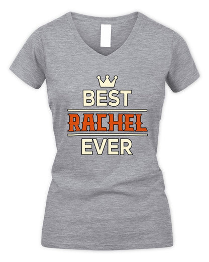 Best Your Name With Crown Shirt RACHEL M1-59 / Women's V-Neck T-Shirt / sport grey