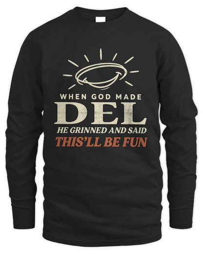 When God Made Your Name Funny Western T-Shirt T-Shirt DEL M1-S82 / Men's Long Sleeved T-Shirt / black