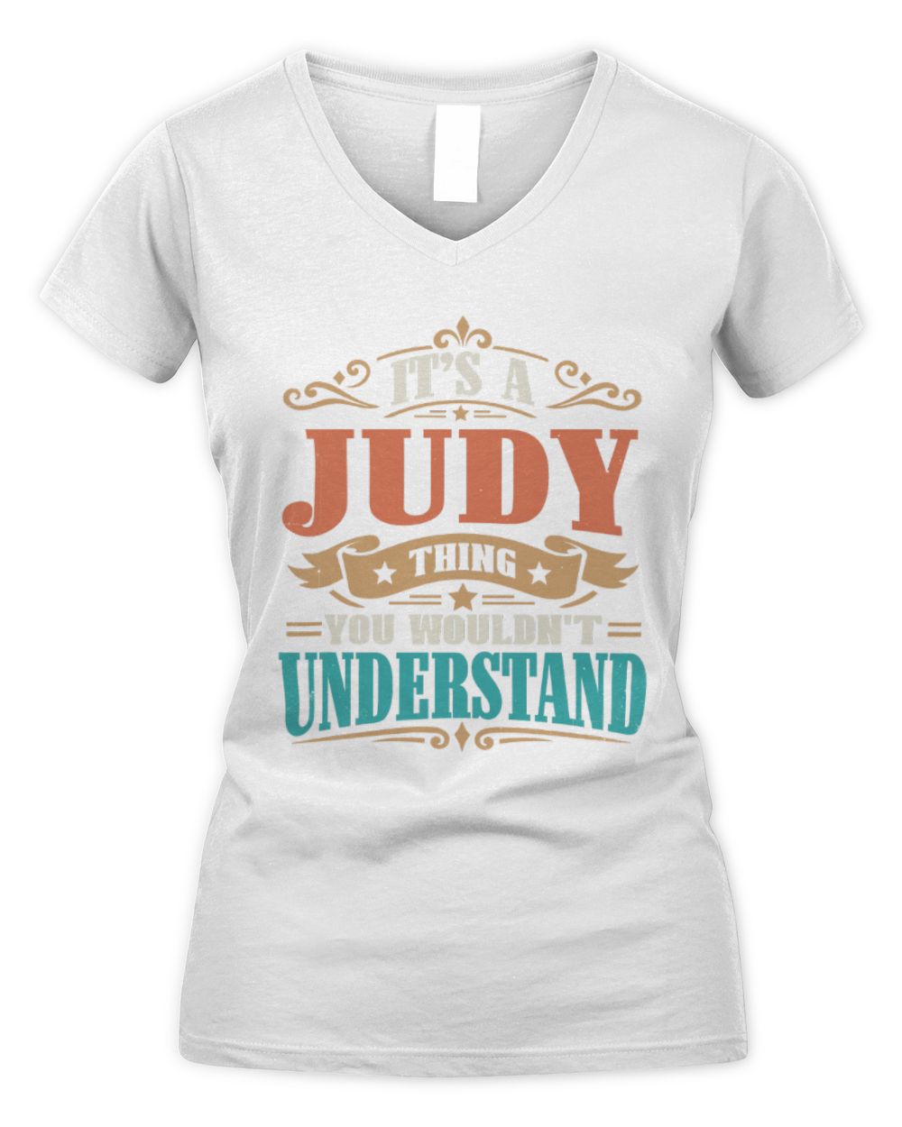 It’s a Name Thing Personalized Retro T-Shirt JUDY M1-47 / Women's V-Neck T-Shirt / white