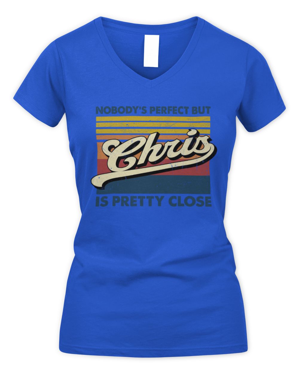 Nobody's Perfect But Your Name Is Pretty Close Retro Shirt CHRIS M1-65 / Women's V-Neck T-Shirt / royal