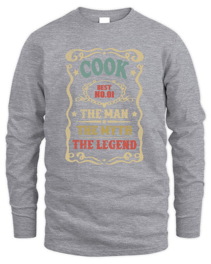 The Man The Myth The Legend Vintage Gold Wine Shirt COOK M1-52 / Men's Long Sleeved T-Shirt / sport grey