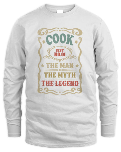 The Man The Myth The Legend Vintage Gold Wine Shirt COOK M1-52 / Men's Long Sleeved T-Shirt / white