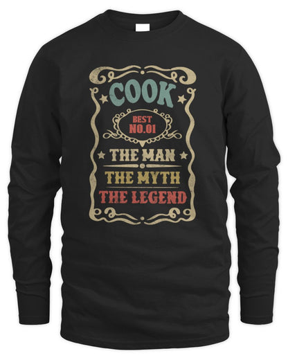 The Man The Myth The Legend Vintage Gold Wine Shirt COOK M1-52 / Men's Long Sleeved T-Shirt / black