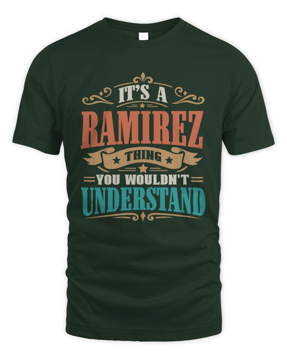 It’s a Name Thing Personalized Retro T-Shirt RAMIREZ M1-47 / Unisex Standard T-Shirt / forest green