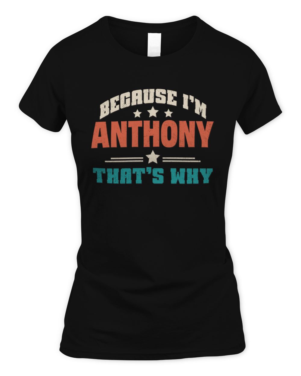 Because I'm Name That's Why Personalized Retro Shirt ANTHONY-49 / Women's Standard T-Shirt / black