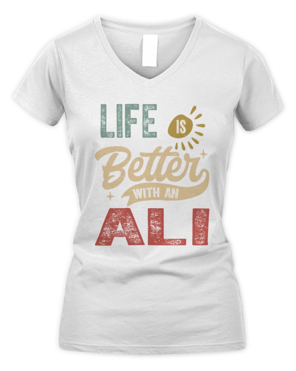 Life Is Better With a Name Personalized Retro T-Shirt ALI-48 / Women's V-Neck T-Shirt / white