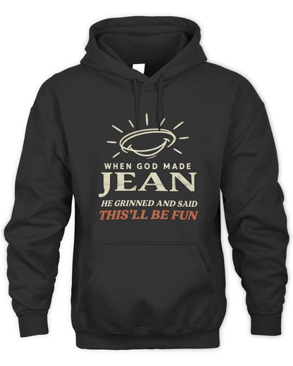 When God Made Your Name Funny Western T-Shirt T-Shirt JEAN M1-S82 / Unisex Hoodie / black