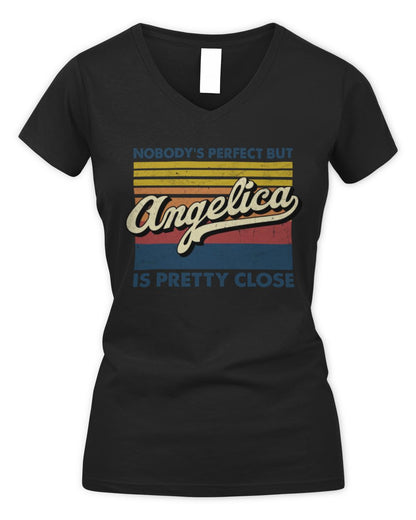 Nobody's Perfect But Your Name Is Pretty Close Retro Shirt ANGELICA M1-65 / Women's V-Neck T-Shirt / black