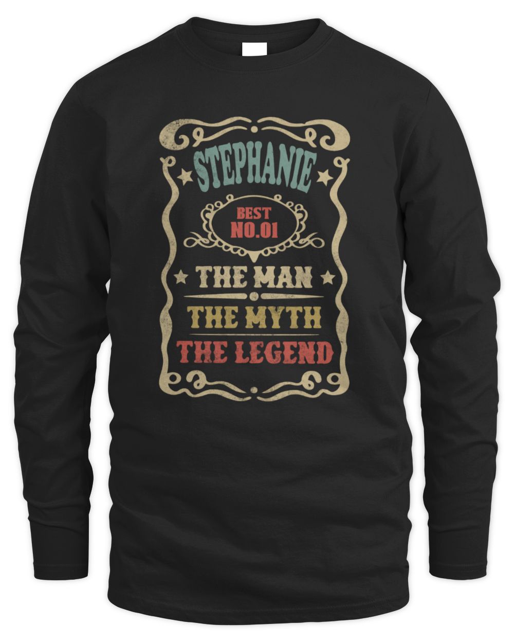The Man The Myth The Legend Vintage Gold Wine Shirt STEPHANIE M1-52 / Men's Long Sleeved T-Shirt / black