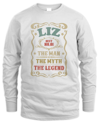 The Man The Myth The Legend Vintage Gold Wine Shirt LIZ M1-52 / Men's Long Sleeved T-Shirt / white