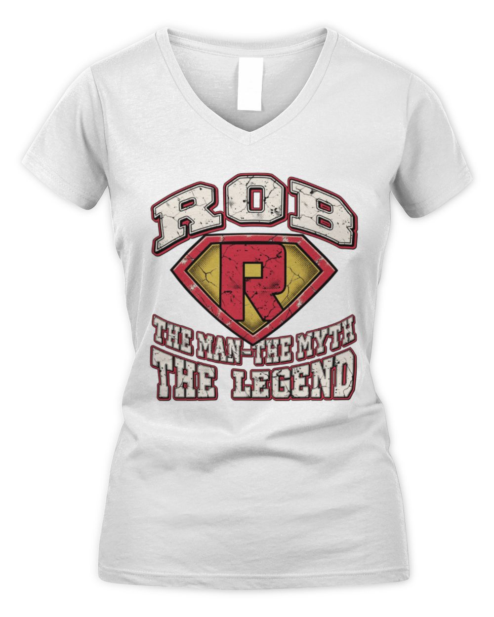 The Man The Myth The Legend Superman Graphic T-Shirt ROB M1-74 / Women's V-Neck T-Shirt / white