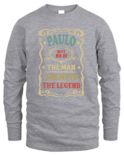 The Man The Myth The Legend Vintage Gold Wine Shirt PAULO M1-52 / Men's Long Sleeved T-Shirt / sport grey