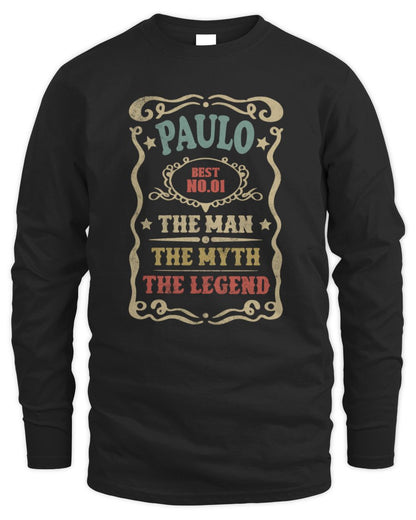 The Man The Myth The Legend Vintage Gold Wine Shirt PAULO M1-52 / Men's Long Sleeved T-Shirt / black
