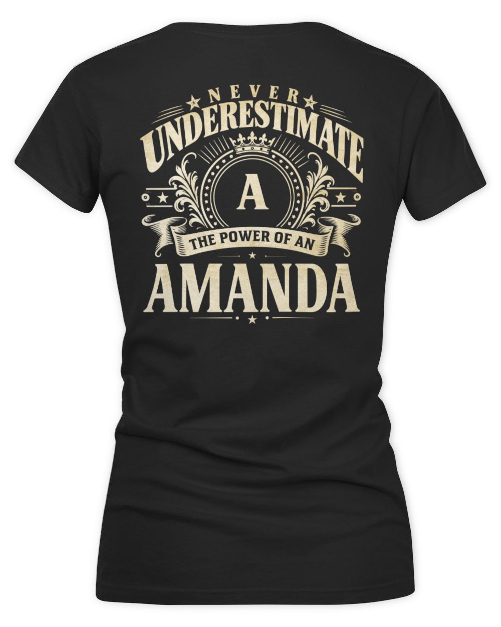 Never Underestimate Your Name Luxury Logo Shirt AMANDA M1-63 / Women's V-Neck T-Shirt / black