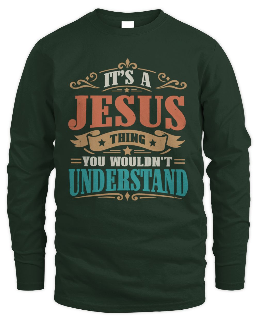 It’s a Name Thing Personalized Retro T-Shirt JESUS M1-47 / Men's Long Sleeved T-Shirt / forest green