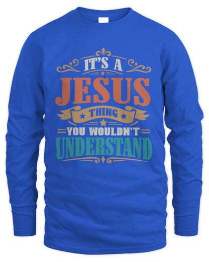 It’s a Name Thing Personalized Retro T-Shirt JESUS M1-47 / Men's Long Sleeved T-Shirt / royal