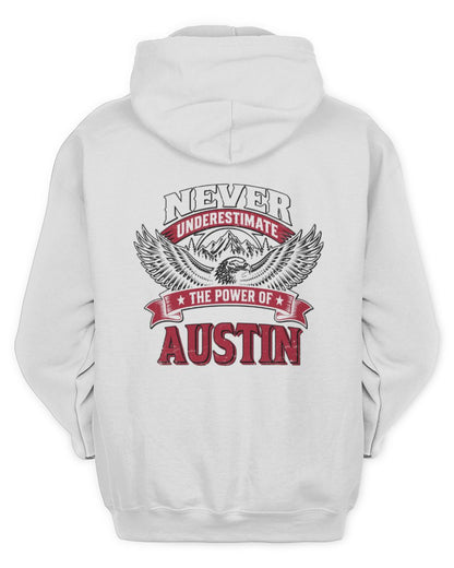 Never Underestimate Your Name Eagle Mountain Shirt AUSTIN M1-61 / Unisex Hoodie / white