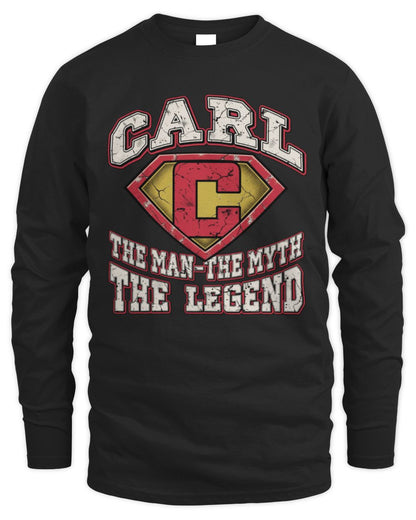 The Man The Myth The Legend Superman Graphic T-Shirt CARL M1-74 / Men's Long Sleeved T-Shirt / forest green