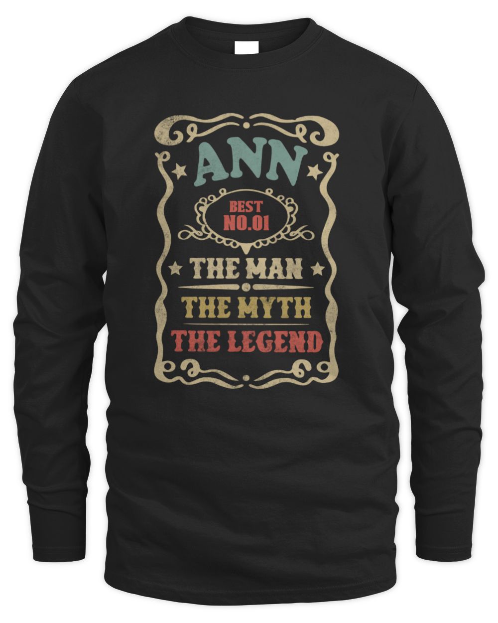 The Man The Myth The Legend Vintage Gold Wine Shirt ANN M1-52 / Men's Long Sleeved T-Shirt / black