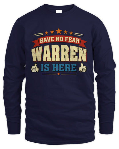 Have No Fear Your Name Is Here Cool Graphic T-Shirt WARREN M1-71 / Men's Long Sleeved T-Shirt / navy