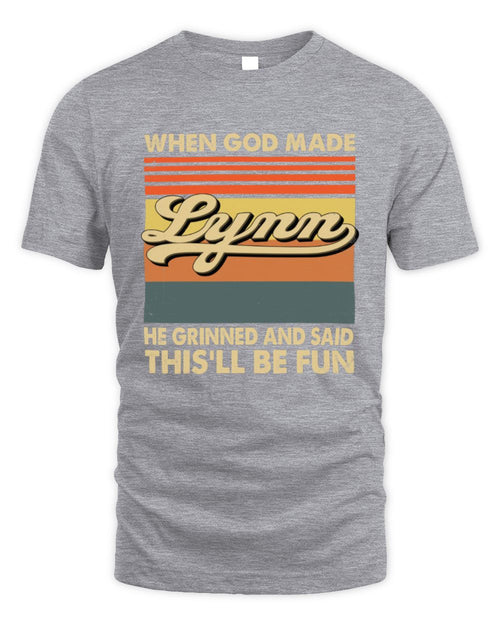 When God Made Your Name He Grinned Vintage T-Shirt LYNN M1-55 / Unisex Standard T-Shirt / sport grey