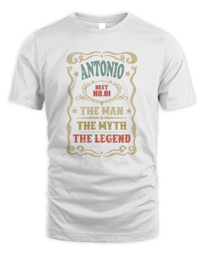 The Man The Myth The Legend Vintage Gold Wine Shirt ANTONIO M1-52 / Unisex Standard T-Shirt / white