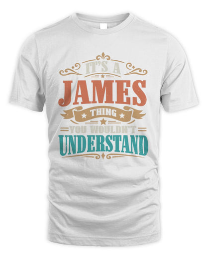 It’s a Name Thing Personalized Retro T-Shirt JAMES M1-47 / Unisex Standard T-Shirt / white