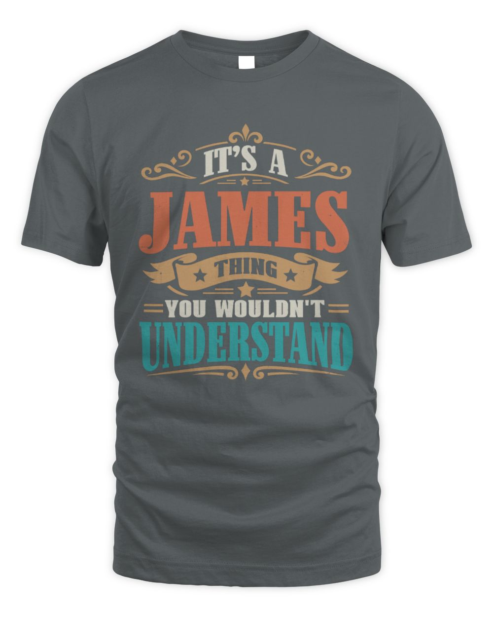 It’s a Name Thing Personalized Retro T-Shirt JAMES M1-47 / Unisex Standard T-Shirt / charcoal