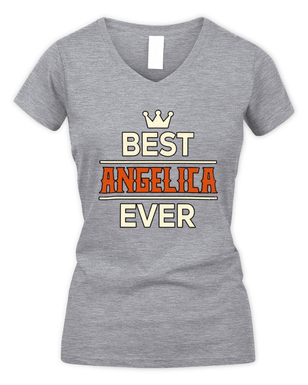 Best Your Name With Crown Shirt ANGELICA M1-59 / Women's V-Neck T-Shirt / sport grey
