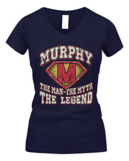 The Man The Myth The Legend Superman Graphic T-Shirt MURPHY M1-74 / Women's V-Neck T-Shirt / navy