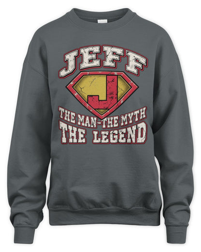 The Man The Myth The Legend Superman Graphic T-Shirt JEFF M1-74 / Unisex Sweatshirt / charcoal
