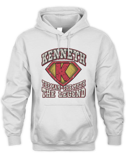 The Man The Myth The Legend Superman Graphic T-Shirt KENNETH M1-74 / Unisex Hoodie / white