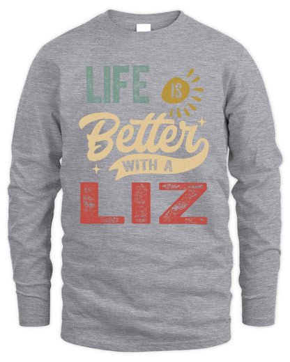 Life Is Better With a Name Personalized Retro T-Shirt LIZ-48 / Men's Long Sleeved T-Shirt / sport grey