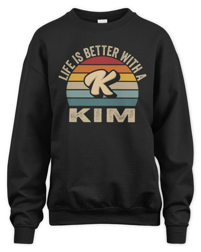 Life Is Better with Name Vintage Sun Shirt KIM M1-50 / Unisex Sweatshirt / black