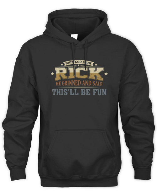 When God Made Your Name Funny Heritage T-Shirt RICK M1-80 / Unisex Hoodie / black